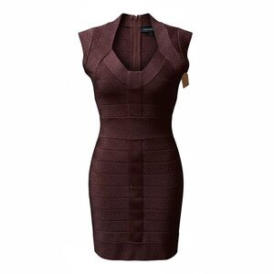French Connection Sparkle Bandage Mini Dress in Burgundy